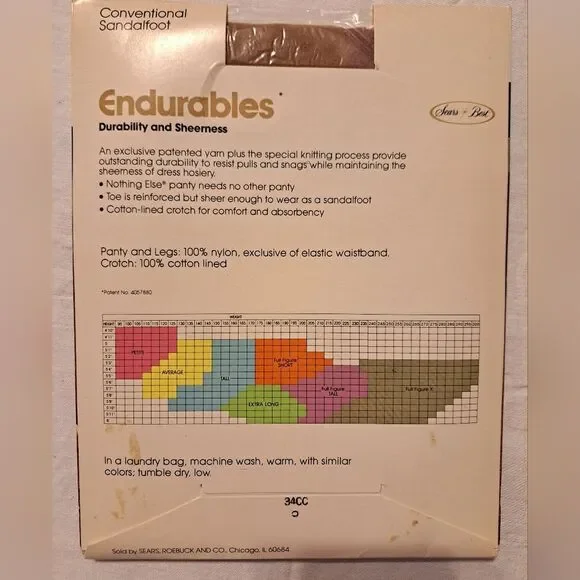 Sears Best Endurables Conventional sandalfoot pantyhose, nude, size Average - Picture 2 of 2